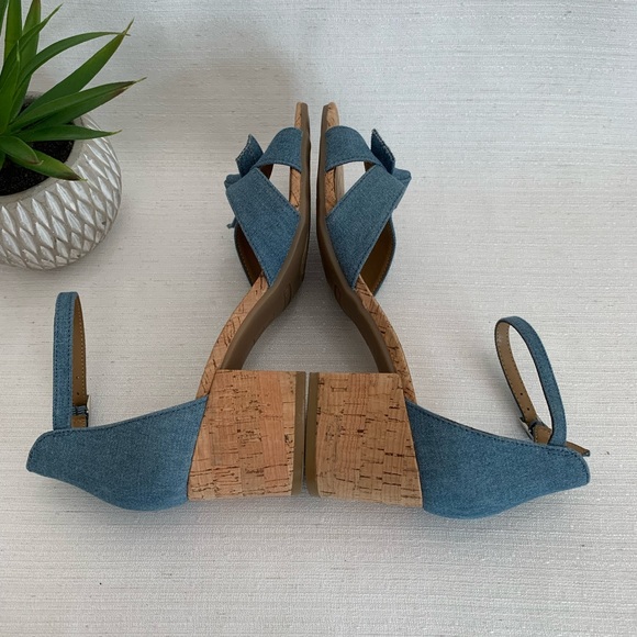 Aerosoles Heelrest Cuff Link Vintage Denim Ankle Strap Sandals Woman’s 7M - Picture 8 of 13